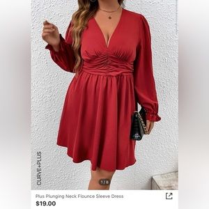 New! Plus plunge Cranberry Dress